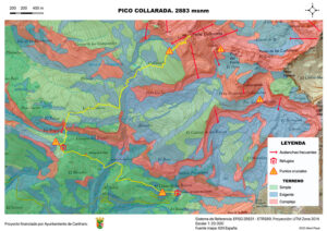 Mapa Collarada 2.886 m por el barranco de Azús