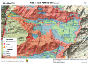 Mapa Pico de Tres Huegas o Izas 2.302 m