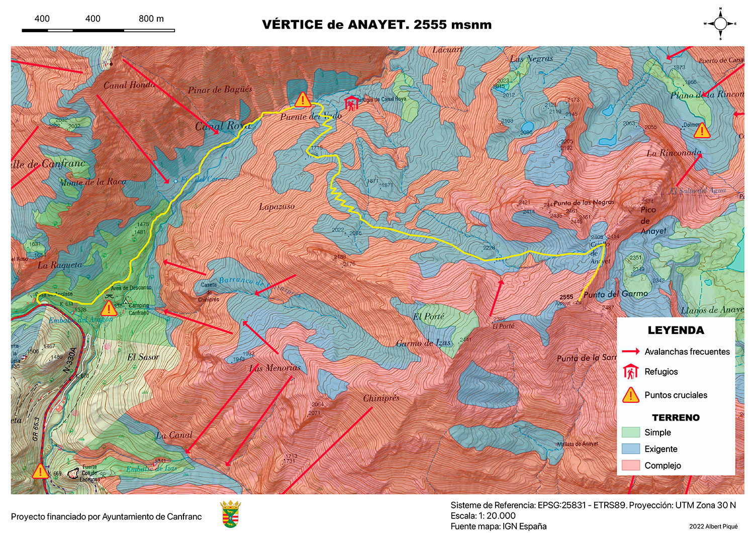 Mapa Vértice de Anayet 2.555 m