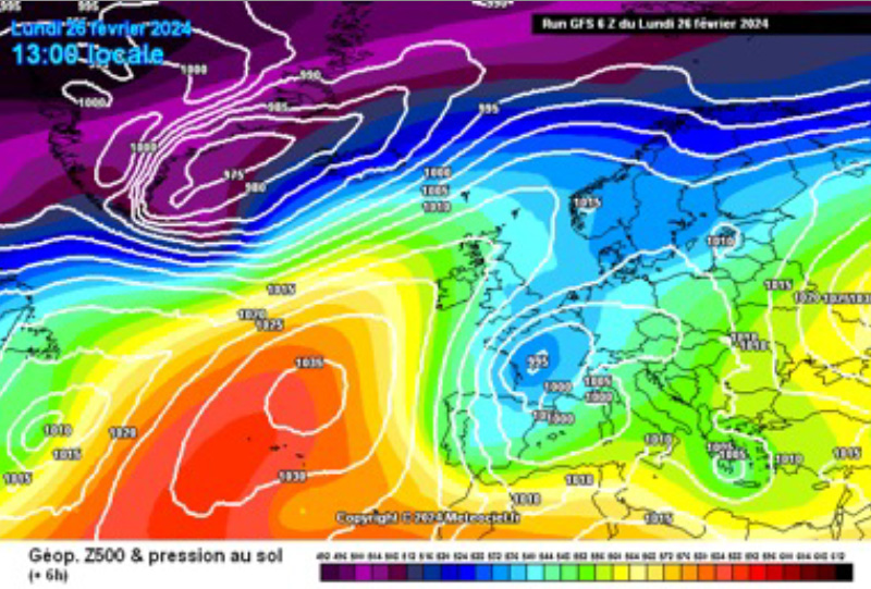 Inicio del episodio de inestabilidad a finales de febrero. Primer descuelgue polar con vientos del W y NW. 80 cm en La Raca